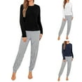 thumbnail image 1 of YOIAVAIOY Women Pajama Sets Plaid Pant and Long Sleeve Tops Sleepwear Lounge Sets 2 Piece Sleepwear Soft Comfy Matching Pjs Set Black M, 1 of 4