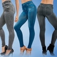 thumbnail image 1 of YOIAVAIOY Women Plus Size Ripped Skinny Jeans High Waist Stretchy Classic Slim Jeggings Fake Denim Trousers Pants Blue M, 1 of 7
