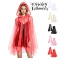 thumbnail image 1 of YOIAVAIOY Women Sheer Tulle Hooded Cape Halloween Ghost Cosplay Cloak for Fancy Dress Party Costume Beige M, 1 of 7