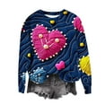 thumbnail image 1 of YOIAVAIOY Women Valentine's day Sweatshirts Couple Print Long Sleeve Crew Neck Casual Sweatshirt Winter Warm Pullover Tops Navy XL, 1 of 5