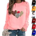 thumbnail image 1 of YOIAVAIOY Women Valentine's day Sweatshirts Couple Print Long Sleeve Crew Neck Casual Sweatshirt Winter Warm Pullover Tops Pink M, 1 of 5