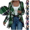 thumbnail image 1 of YOIAVAIOY Women's Cardigans Long Sleeve Open Front Sweaters Checked Shacket Fashion Fall Jacket Red L, 1 of 8
