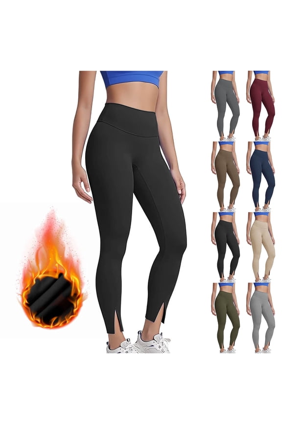 Women's Elastic High Waist Leggings Split Hem Elegant Skinny Pants Fashion Y2k Causal Sports Pants WineXXL