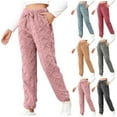 thumbnail image 1 of YOIAVAIOY Women's Fleece Pants Winter Warm Lounge Athletic Pant Soft Comfy Joggers Fuzzy Plush Bottoms with Pockets Watermelon Red M, 1 of 10