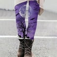 thumbnail image 1 of YOIAVAIOY Women's Halloween Patterned Tights Colorful Casual Holiday Tights Pumpkin Bats Skull Yoga Workout Pants Purple XXL, 1 of 7