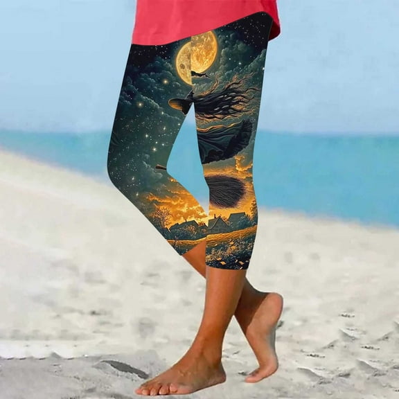 YOIAVAIOY Women's High Waisted Capris Buttery Soft Yoga Pants Non See Through Workout Tights Athletic Running Capri Leggings Multicolor#7 XXXL