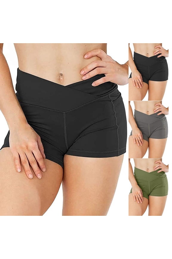 Women's Shorts Activewear Athletic High Waisted Compression Short Leggings Butt Lifting Workout Spandex Booty Gym Bottoms Gray M