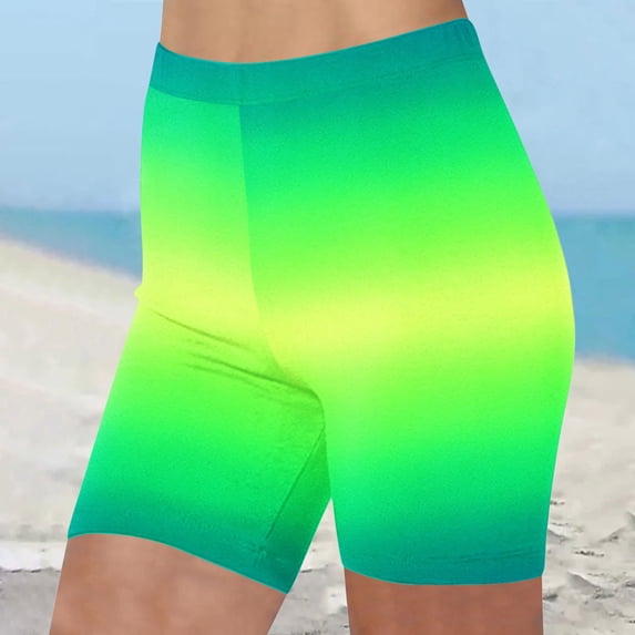 YOIAVAIOY Women's Tummy Control Yoga Shorts Stretch High Waist Athletic Shorts Workout Running Biker Shorts Green M