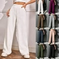 thumbnail image 1 of YOIAVAIOY Women's Warm Lounge Pant Fuzzy Fleece Pants Elastic Waisted Wide Leg Trousers Winter Casual Baggy Trousers Gray S, 1 of 7