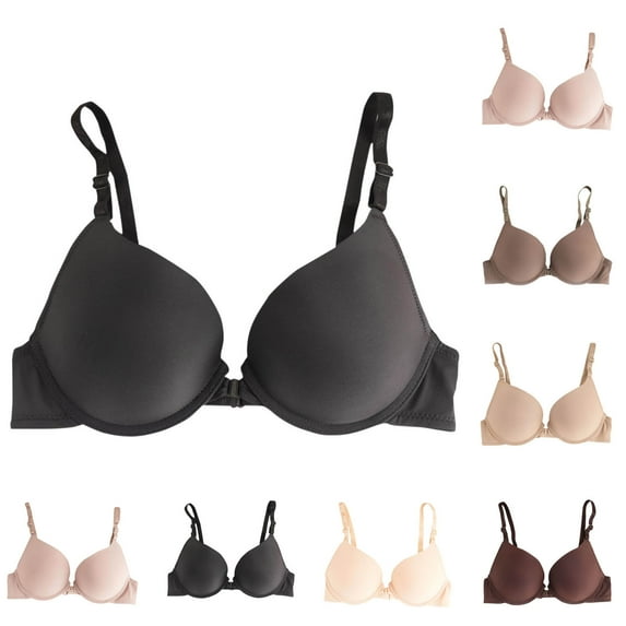 YOIAVAIOY Women's Wireless Solid Bra 4 Row 3 Hook Racerback Lift Ladies Everyday Lingerie Black M