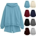 thumbnail image 1 of YOIAVAIOY Womens 2 Piece Outfits Hoodie and Shorts Sets Casual Athletic Outfits Lounge Tracksuit Travel Airports Matching Set Light Blue L, 1 of 3