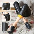 thumbnail image 1 of YOIAVAIOY Womens Black Faux Leather Leggings High Waisted Fleece Lined Tights Winter Warm PU Pleather Pants Black M, 1 of 8