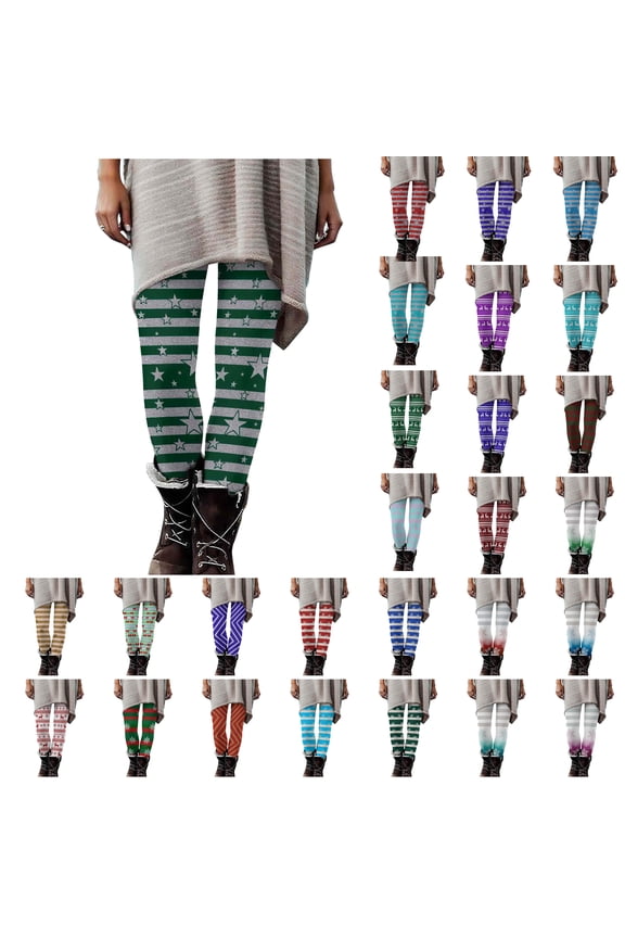 Womens Casual Yoga Pants High Waist Stretch Christmas Tights Novelty Holiday Leggings Xmas Party Outfit Bottoms Purple M