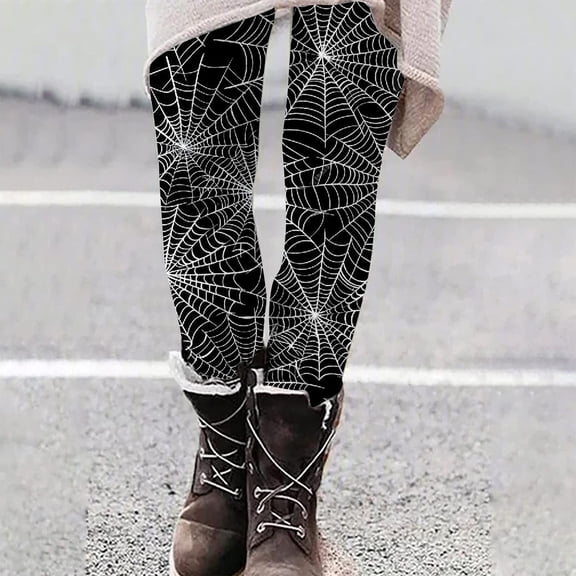 YOIAVAIOY Womens Casual Yoga Pants High Waist Stretch Halloween Tights Witch Costume Leggings Novelty Holiday Bottom Black M