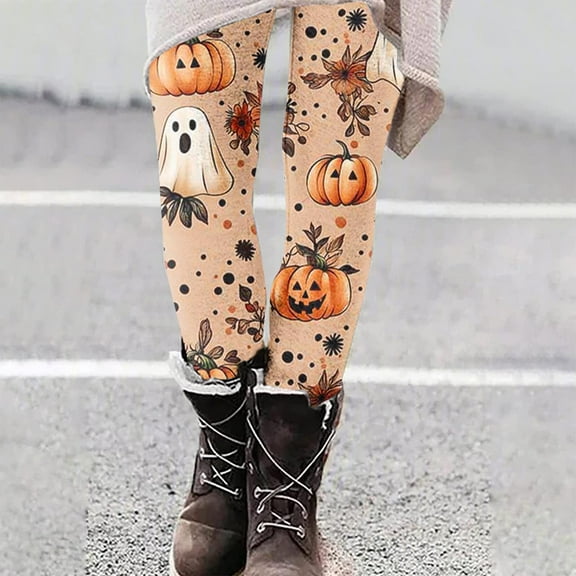 YOIAVAIOY Womens Casual Yoga Pants High Waist Stretch Halloween Tights Witch Costume Leggings Novelty Holiday Bottom Multicolor#4 M