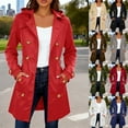 thumbnail image 1 of YOIAVAIOY Womens Double Trench Breasted Coats Mid-Length Belted Overcoat Hooded Lapel Collar Jacket Fall Classic Coat Jackets Green M, 1 of 9