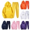 thumbnail image 1 of YOIAVAIOY Womens Fleece Lined Sweatsuits Sets 2 Piece Outfits Heartbeat Printed Hoodie Sweatshirt Sweatpants Casual Jogging Tracksuits Pink M, 1 of 3