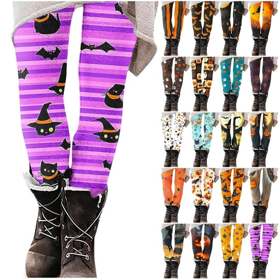 YOIAVAIOY Womens Halloween Leggings Black Cat Print Casual Yoga Pants Novelty Holiday Tights Spooky Season Outfits Multicolor#1 XL