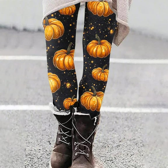 YOIAVAIOY Womens Halloween Leggings Black Cat Print Casual Yoga Pants Novelty Holiday Tights Spooky Season Outfits Multicolor#16 M