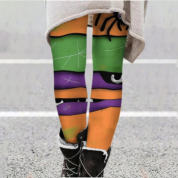 YOIAVAIOY Womens Halloween Leggings Black Cat Print Casual Yoga Pants Novelty Holiday Tights Spooky Season Outfits Purple XXL