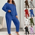 thumbnail image 1 of YOIAVAIOY Womens Plus Size Pajama Sets 2 Piece Long Sleeve Lounge Pajamas Set Pjs Top and Pants Soft Pj Set Loose Sleepwear Purple XXXL, 1 of 5