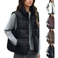 thumbnail image 1 of YOIAVAIOY Womens Quilted Puffer Vests Drawstring Collar Zip Up Sleeveless Down Jackets Fall Winter Casual Outerwear Vest with Pockets Black XL, 1 of 9