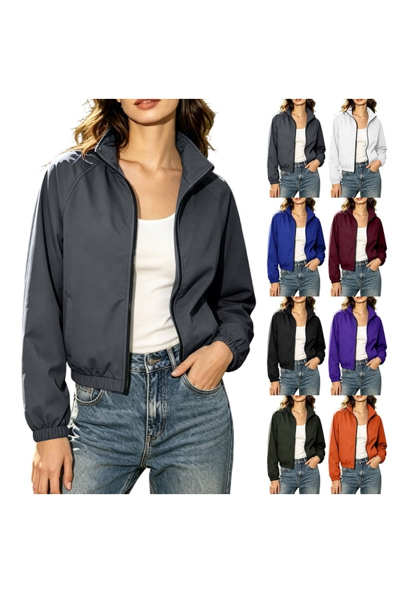 Womens Running Light Jacket Boomber Jacket Windbreaker Water-Resistant Rain Coat Athletic Outdoor Hiking Golf Cropped Tops Purple M