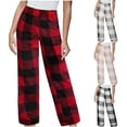 thumbnail image 1 of YOIAVAIOY Womens Soft Pajama Pants Flannel Fleece Pajama Bottoms Sleep Lounge Drawstring Pants with Pockets RedXXL, 1 of 3