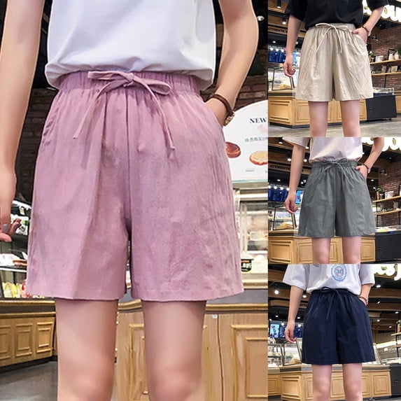 YOIAVAIOY Womens Summer Solid Shorts Loose Lightweight Drawstring Elastic Waist Shorts Comfy Casual Sports Short Pants with Pocket Gray XXL