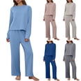 thumbnail image 1 of YOIAVAIOY Womens Two Piece Lounge Matching Set Ribbed Knit Crewneck Tops and Pants Casual Solid Track Suits Yoga Matching Outfits Beige XL, 1 of 10
