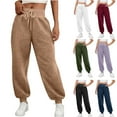 thumbnail image 1 of YOIAVAIOY Womens Winter Fleece Pajamas Pants Lounge Plush Drawstring Waist Joggers Soft Solid Casual Thick Warm Sherpa Pants NavyXL, 1 of 8