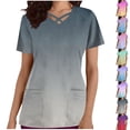 thumbnail image 1 of YOIAVAIOY Yellow Trendy Tops for Women Summer Short Sleeve V Neck Nursing Shirts Gradient Fashion Going Out Casual Work Uniform S, 1 of 5