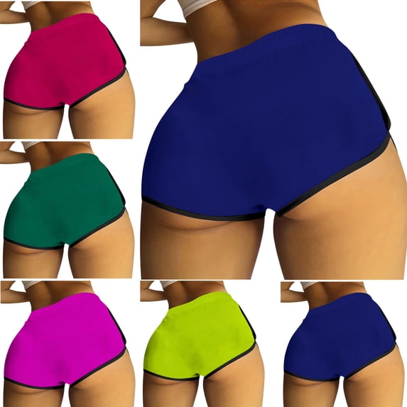 YOIAVAIOY Yoga Shorts for Women Ribbed Seamless Short Leggings High Waisted Workout Gym Yoga Pants Summer Loungewear Bottoms Purple S