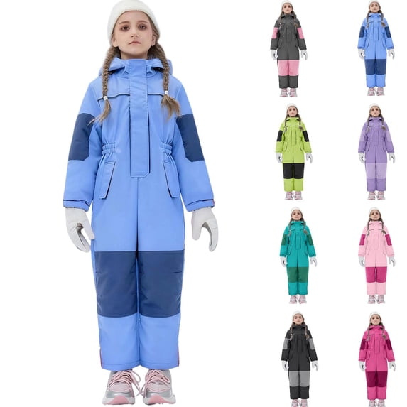 YOIAVIAOY Boy Girl Snow Set One Piece Snowsuit Waterproof Windproof Snowboarding Winter Outdoor Ski Suits Hot Pink 90
