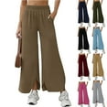 thumbnail image 1 of YOIAVIAOY Women Dressy Bootcut Palazzo Pants Flowy Soft Lounge Pant 2026 Spring Slit High Rise Casual Pull On Slacks Gray L, 1 of 8
