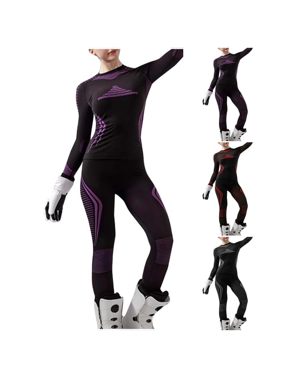 YOIAVIAOY Women Thermal Underwear Sets Long Sleeve Winter Warm Ski Set Base Layer Athletic Top Bottom Snow Set for Cold Weather Gray M