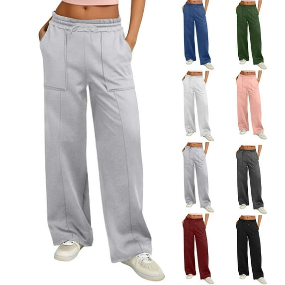 YOIAVIAOY Womens Cargo Jogger Sweatpants Solid Drawstring Waist Athletic Pants Outdoor Casual Travel Sweat Pants with Multi Pockets Army Green M