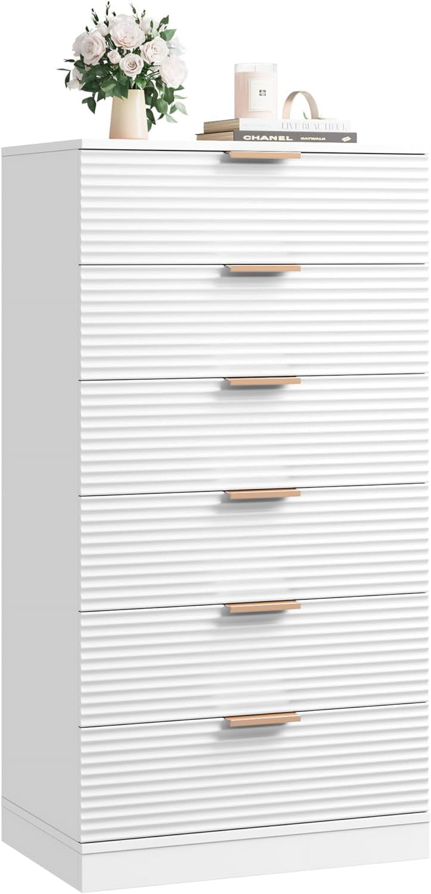 YOJFOTOOU. 6 Drawer Dresser, Tall White Dresser with Large Storage ...