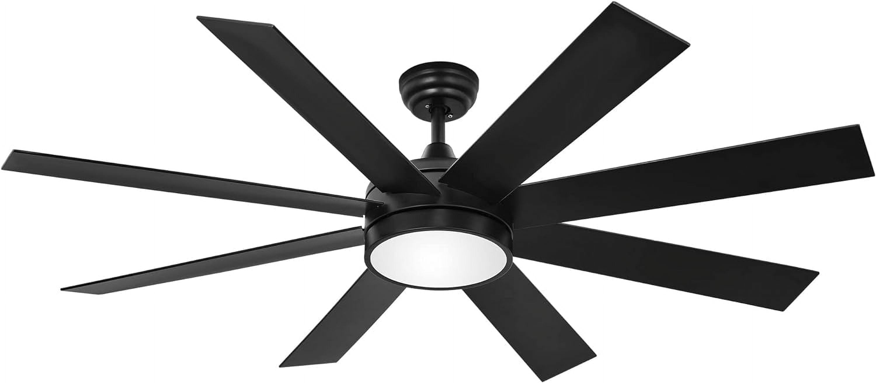 YOJFOTOOU. 60 Inch Black Ceiling Fan with Light and Remote, DC Fanlight ...