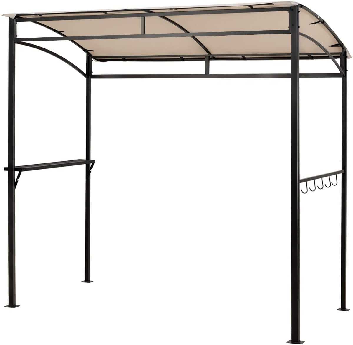 YOJFOTOOU. 7ft Grill Gazebo, Patio Barbecue Canopy with Serving Shelf