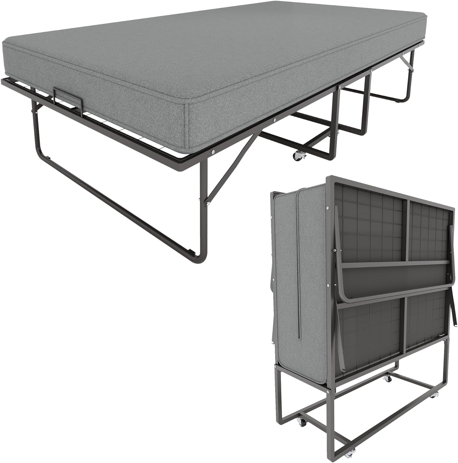 YOJFOTOOU. Folding Bed with 4 Inch Thick Mattress, 75”x 39”Folding Bed