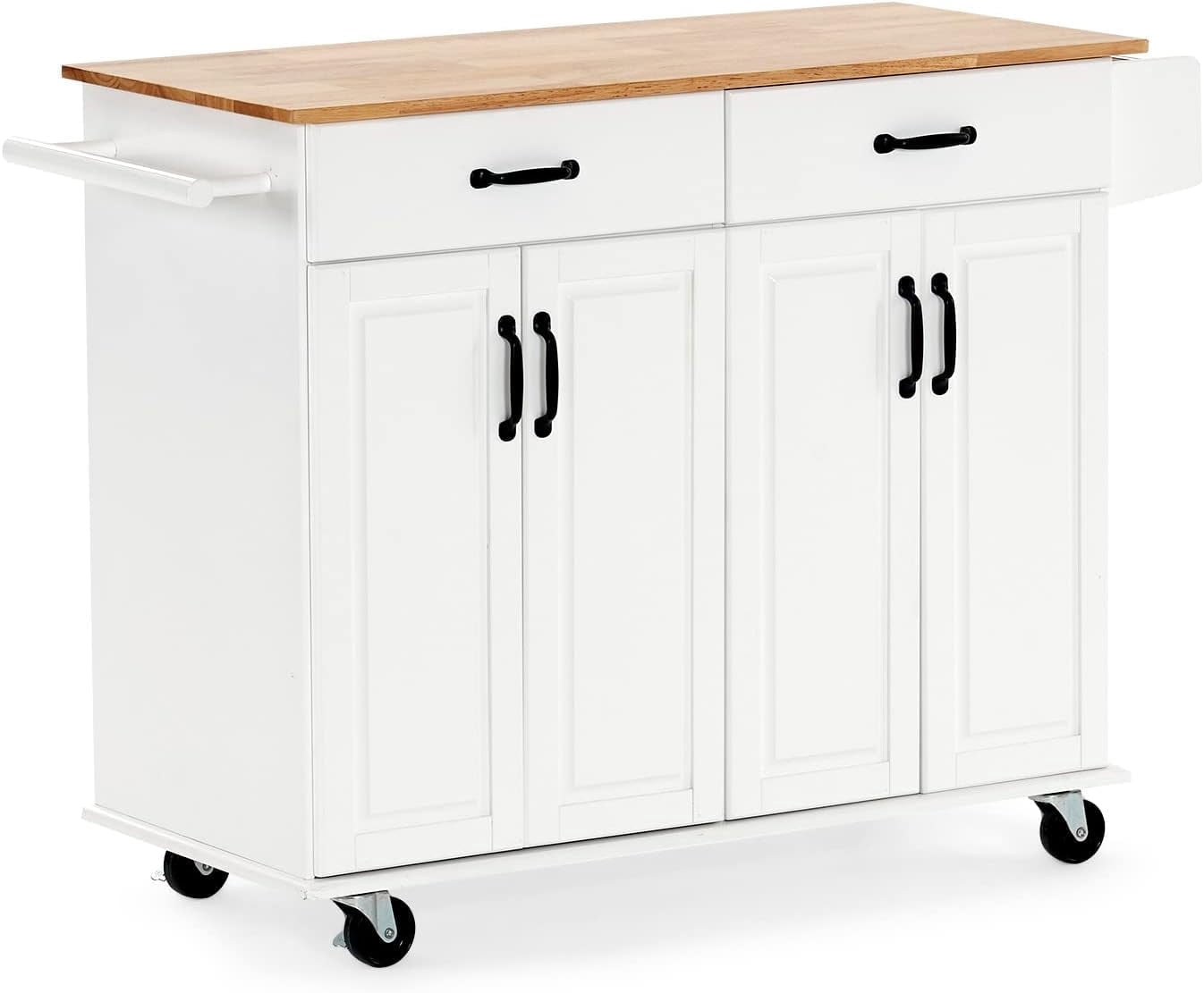 YOJFOTOOU. Kitchen Island Cart with Storage on Wheels White Rolling