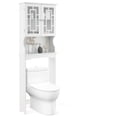 thumbnail image 1 of YOJFOTOOU Over-The-Toilet Storage Cabinet, 3-Tier Freestanding Bathroom Rack with Glass-Door Cabinet & 3-Position Adjustable Shelf, Space-Saving Storage Organizer for Bathroom, Washroom, Laundry Room, 1 of 7