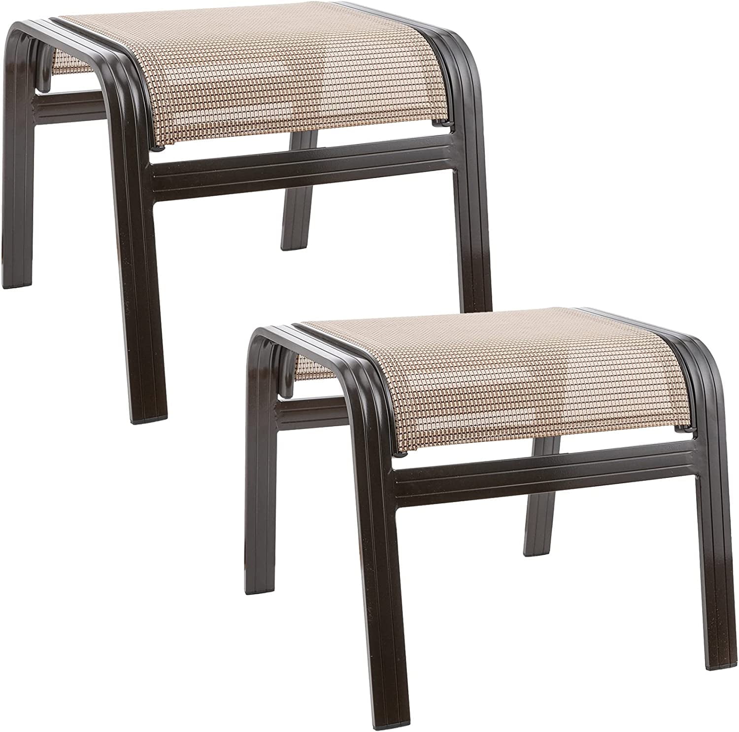 YOJFOTOOU Summerville Outdoor Ottomans Textliene Patio Furniture Aluminum Deck Footstools Set of