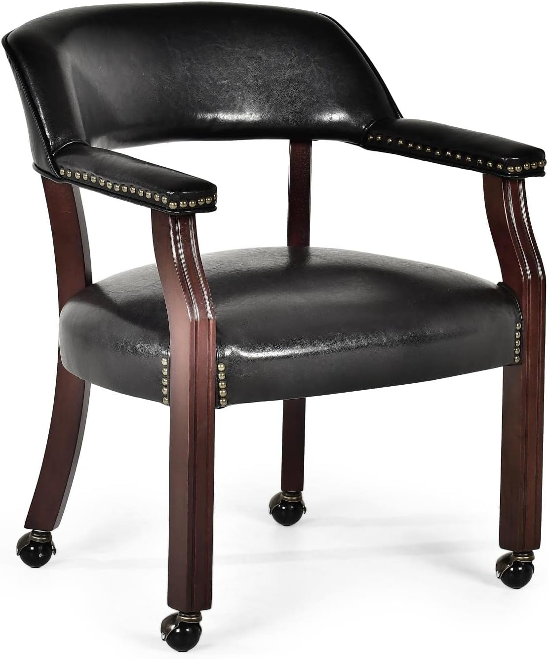 Black Microfiber Upholstered Arm Chair with Wood Frame