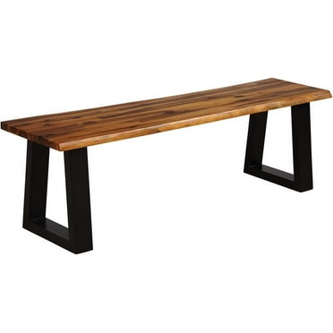YOJFOTOOU. Wooden Dining Bench Seating Chair Rustic Indoor &Outdoor Furniture (Rustic Brown&Black)