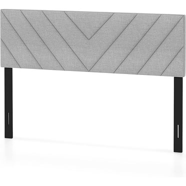 YOJFOTOU Linen Upholstered Headboard for Full & Queen Size Bed Frame, Adjustable Width Button Tufted Headboard Only with Solid Rubber Wood Legs, Modern Headboard,Grey