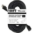 YOJOE 100 Foot Black Outdoor Extension Cord 16/3 SJTW Waterproof