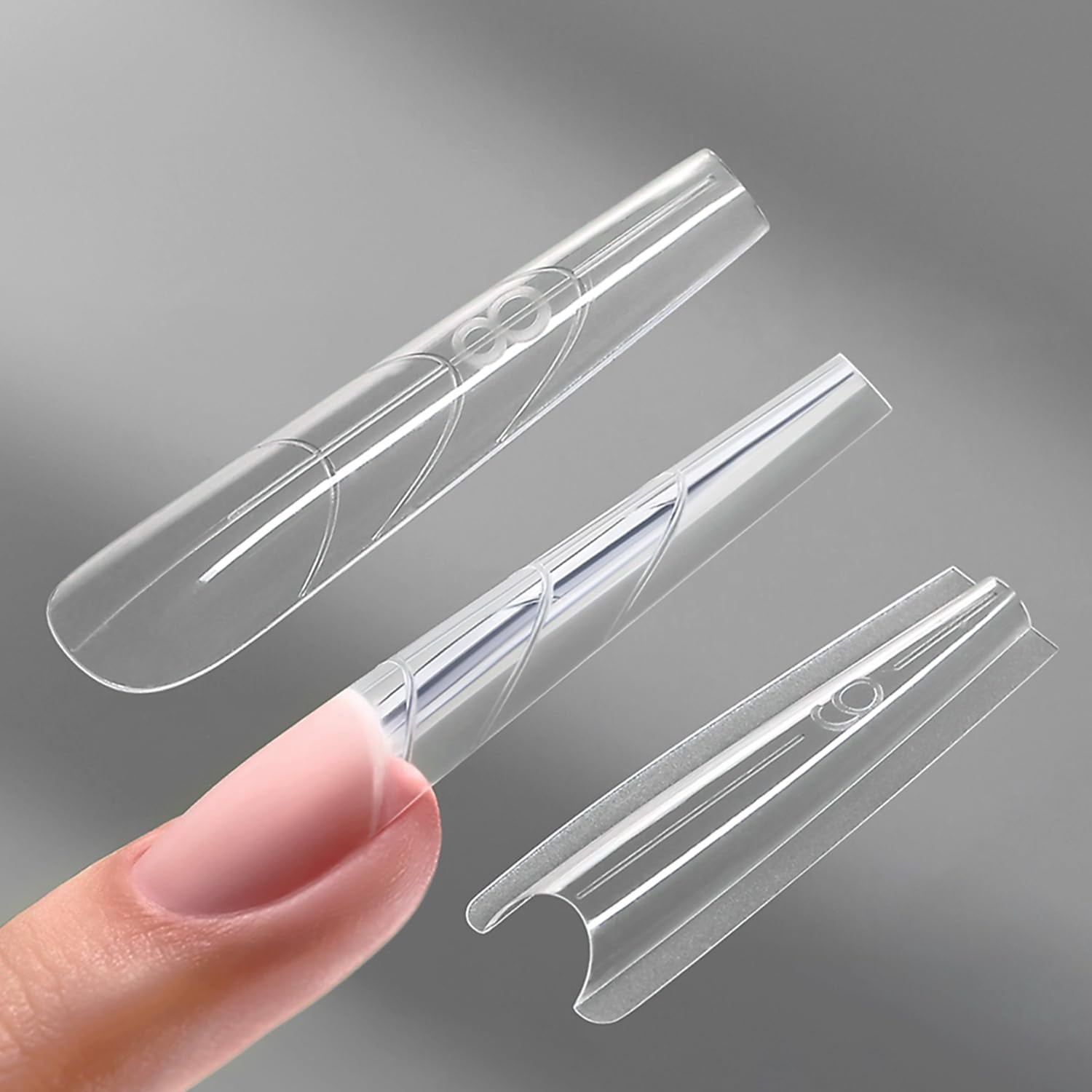 YOKEFELLOW Original Sandwich Nails Dual Forms W558 Short Oval Almond 240Pcs Nail Mold for Quick Nails Extension, No Paper Forms Needed, 15 Sizes Plastic Form, Salon Nail Art Tools