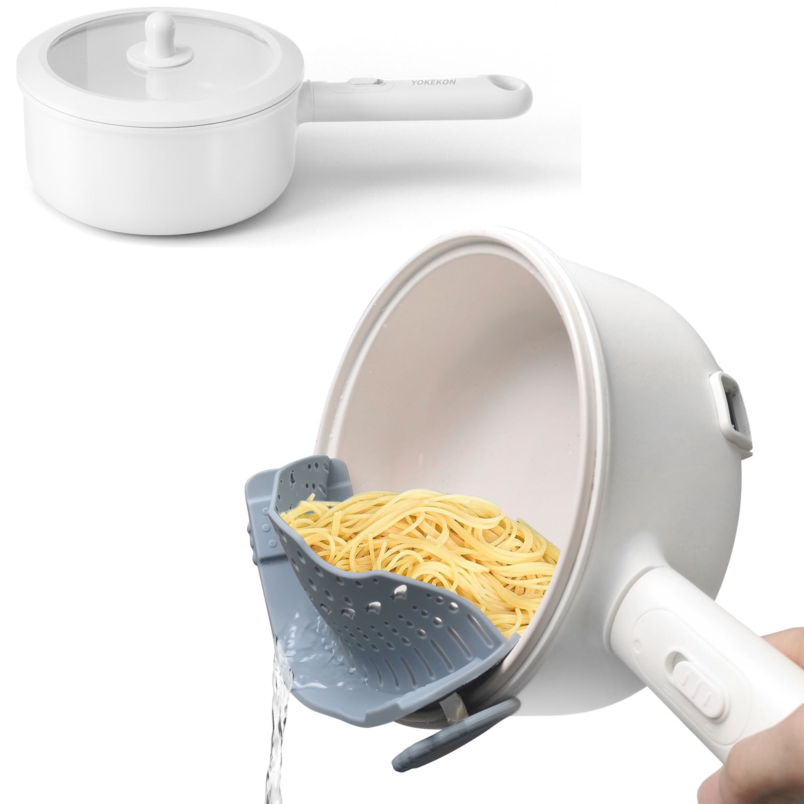 New Multifunctional Electric Heating Pot Electric Boiling Pot Household  Low-Power Hot Pot Non-Stick Coating Cooking Pot (28CM)